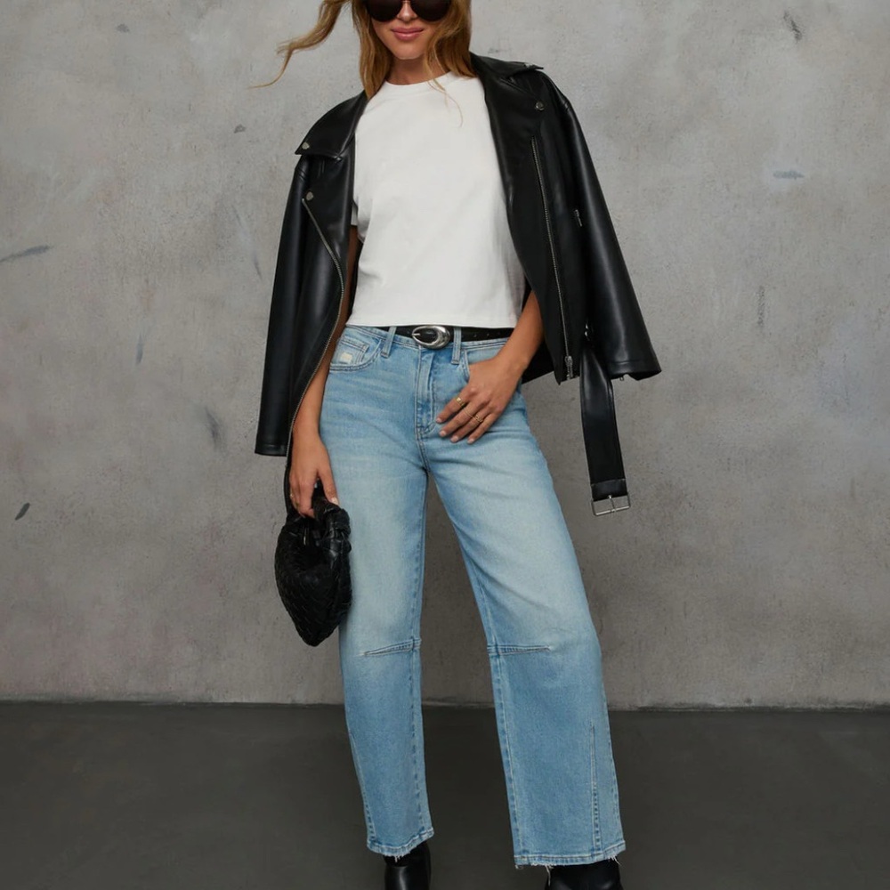 Light Blue Wide-Leg Barrel Women's Jeans
